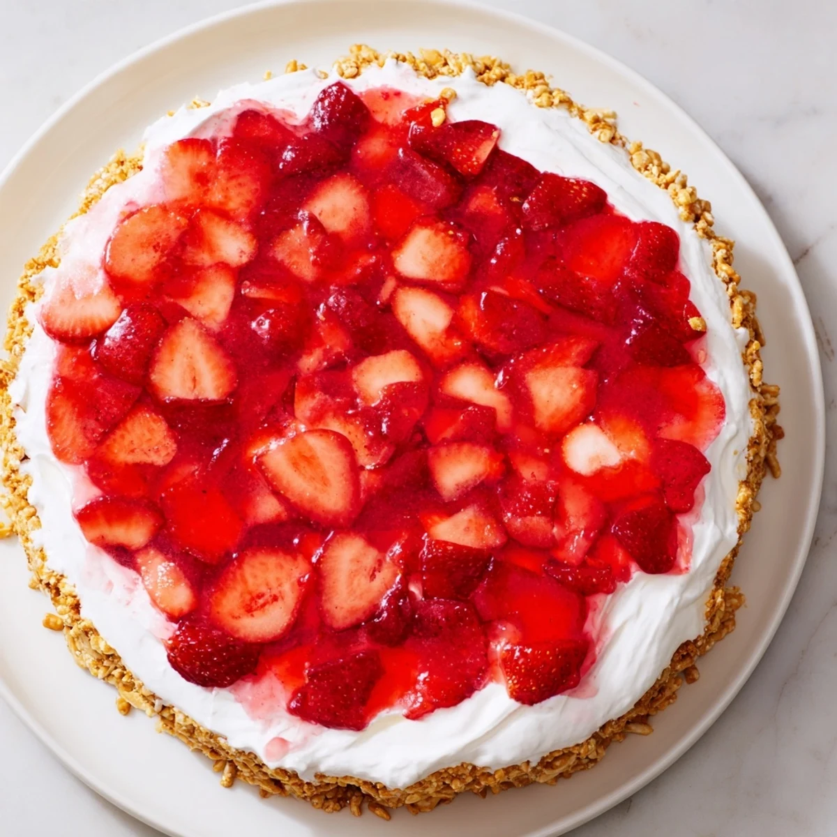Creamy layers of Strawberry Pretzel Salad showcase a salty pretzel crust and sweet, vibrant topping.