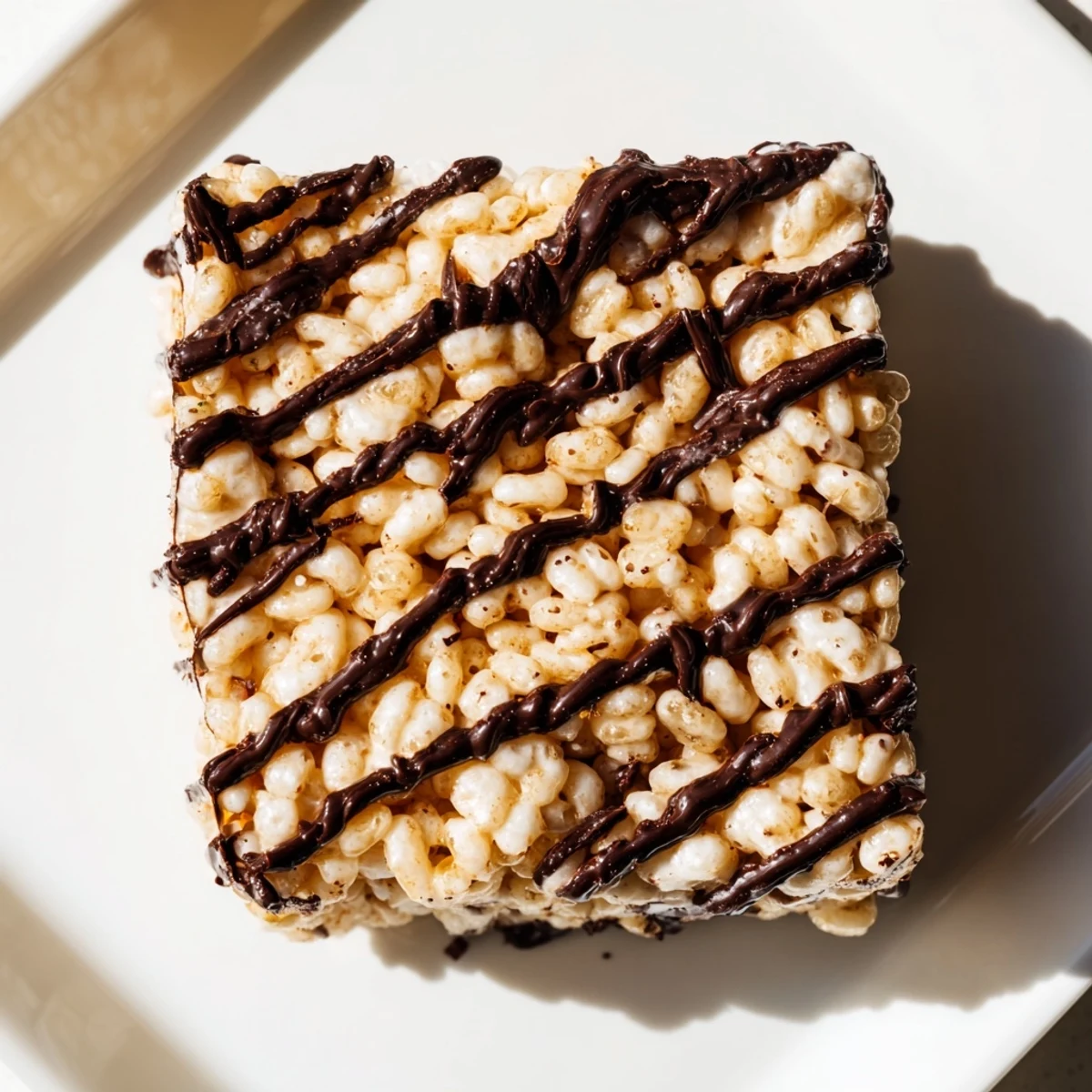 Warm, gooey Rice Krispie Treats with optional melted chocolate, a dessert classic and crowd-pleaser.