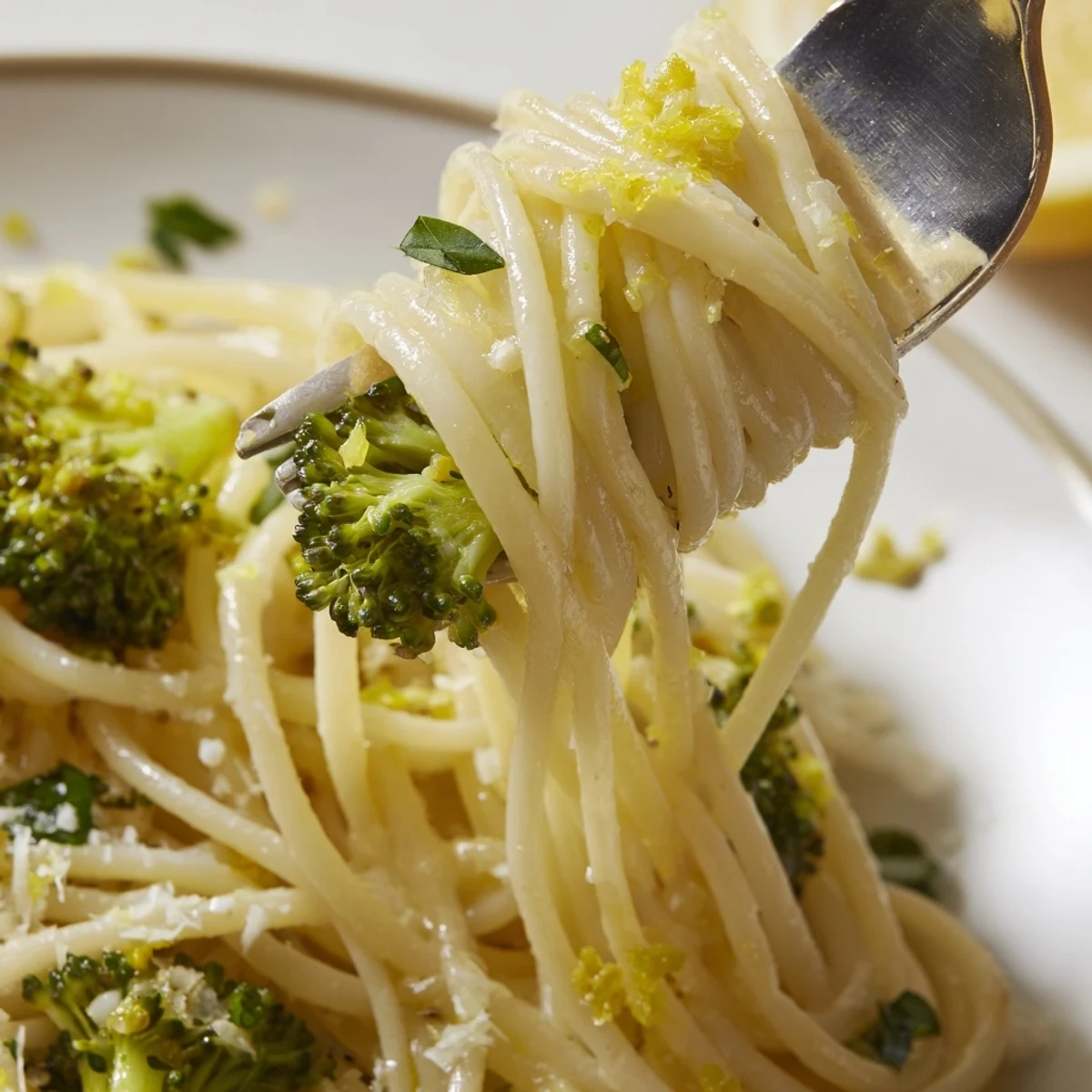 This easy one-pot meal features vibrant green broccoli and glossy pasta coated in a zesty lemon garlic sauce.