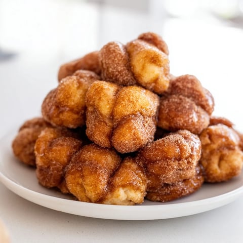 Golden-brown Monkey Bread, a sweet pull-apart treat coated in cinnamon sugar and served warm.