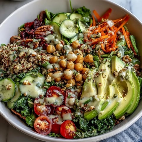 Mixed Greens Power Bowl with fresh spinach, arugula, avocado, cherry tomatoes, and crunchy toasted walnuts.