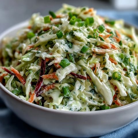 A vibrant bowl of the Best Cabbage Coleslaw, showcasing shredded green and purple cabbage with bright orange carrots coated in creamy dressing.
