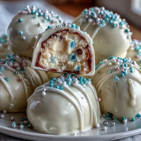Festive white chocolate peanut butter Easter eggs decorated with colorful sprinkles for a sweet holiday treat.