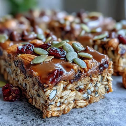 Nut-free granola bars with honey and oats in a glass jar on a wooden table, surrounded by dried fruits and seeds, perfect for healthy snacking.