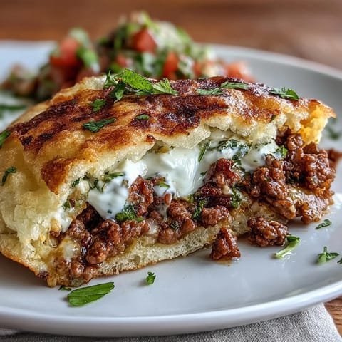 Fluffy cloud bread tacos filled with seasoned ground beef and topped with fresh pico de gallo.  