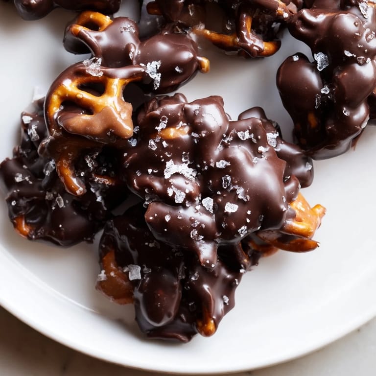 Imagine those delicious pretzel candy clusters: salty pretzel bits with rich chocolate and creamy caramel!