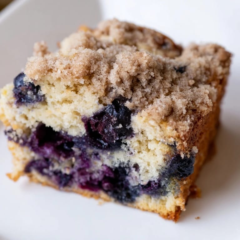 Freshly baked Blueberry Buckle: a delicious American dessert with a perfect balance of sweet and tangy flavors.
