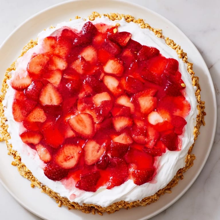 Creamy layers of Strawberry Pretzel Salad showcase a salty pretzel crust and sweet, vibrant topping.