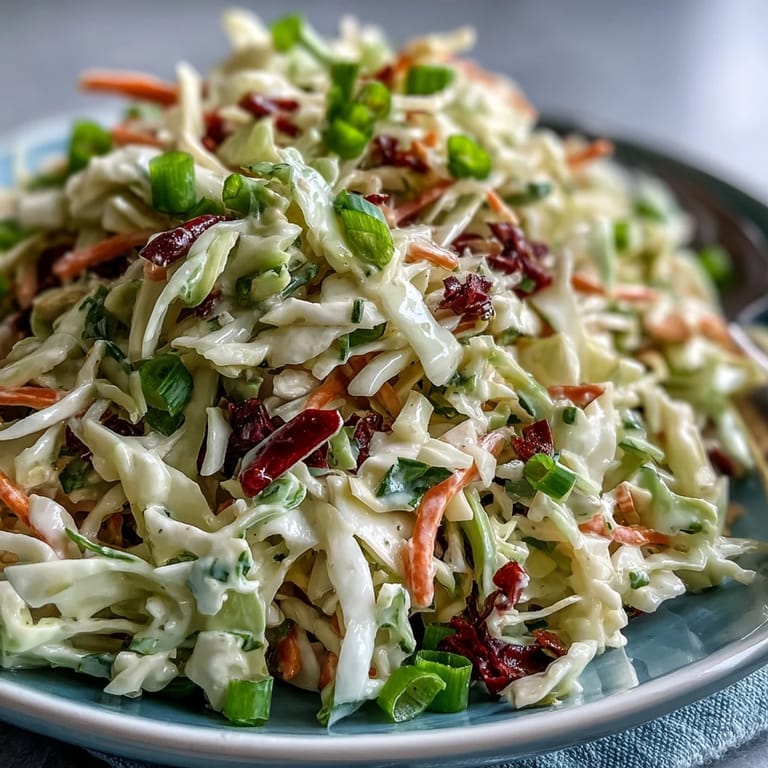Freshly prepared Best Cabbage Coleslaw served chilled in a rustic bowl, garnished with green onions and ready for a barbecue side dish.