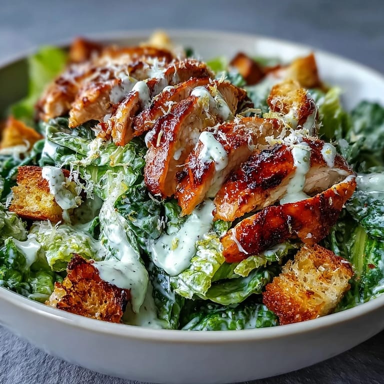 Tossing a crisp Romaine Caesar Bowl with homemade croutons, Parmesan, and drizzled Caesar dressing for a hearty meal.