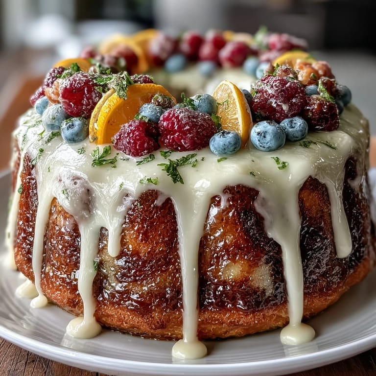 Layered lemon blueberry birthday cake topped with creamy lemon frosting, adorned with fresh berries and edible flowers.