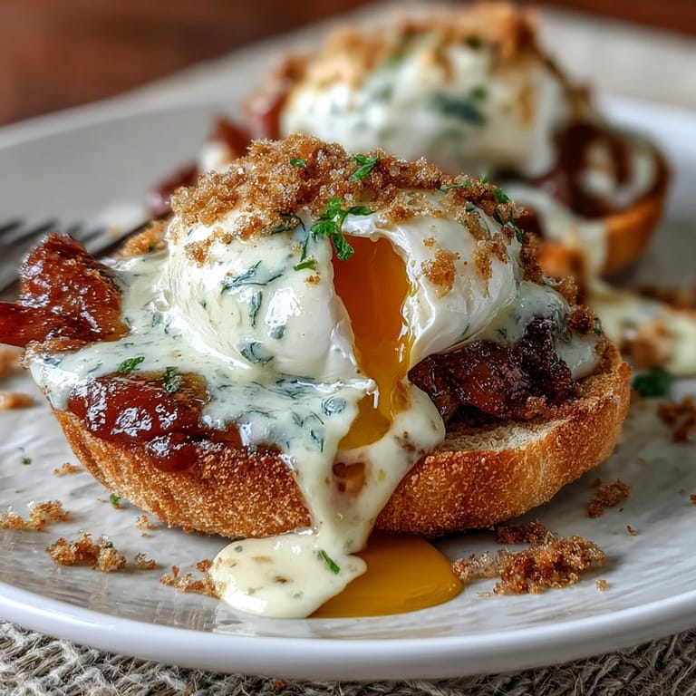 Perfectly poached eggs with Canadian bacon and rich, buttery hollandaise sauce served on toasted English muffins for a special breakfast.