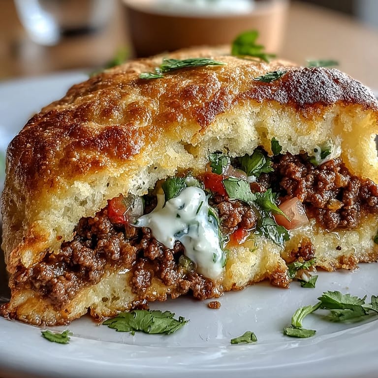 Low-carb cloud bread shells hold savory taco meat and zesty pico for a gluten-free taco twist.  
