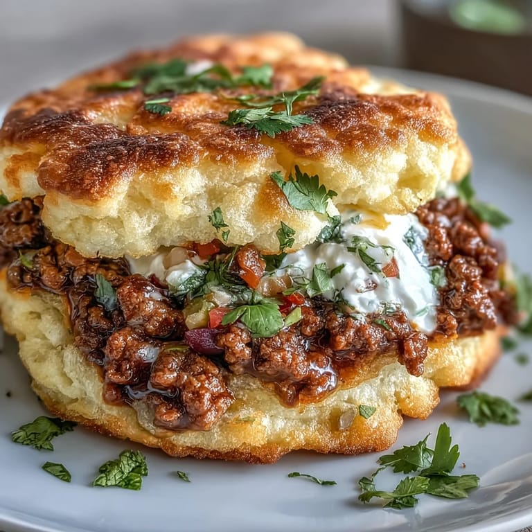 Golden cloud bread tacos loaded with hearty taco meat and vibrant pico de gallo topping.