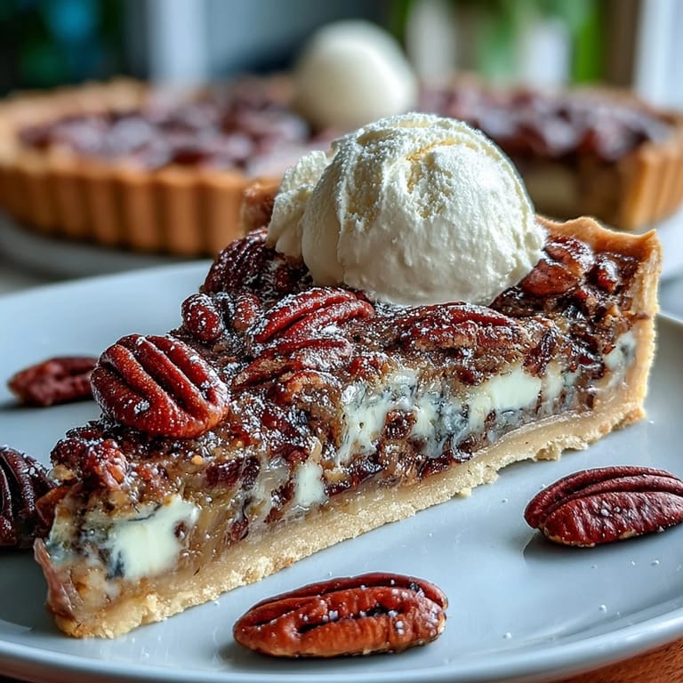 Aromatic Kentucky Derby Chocolate Bourbon Pecan Tart served on a rustic wooden board, perfect for Southern-inspired gatherings.