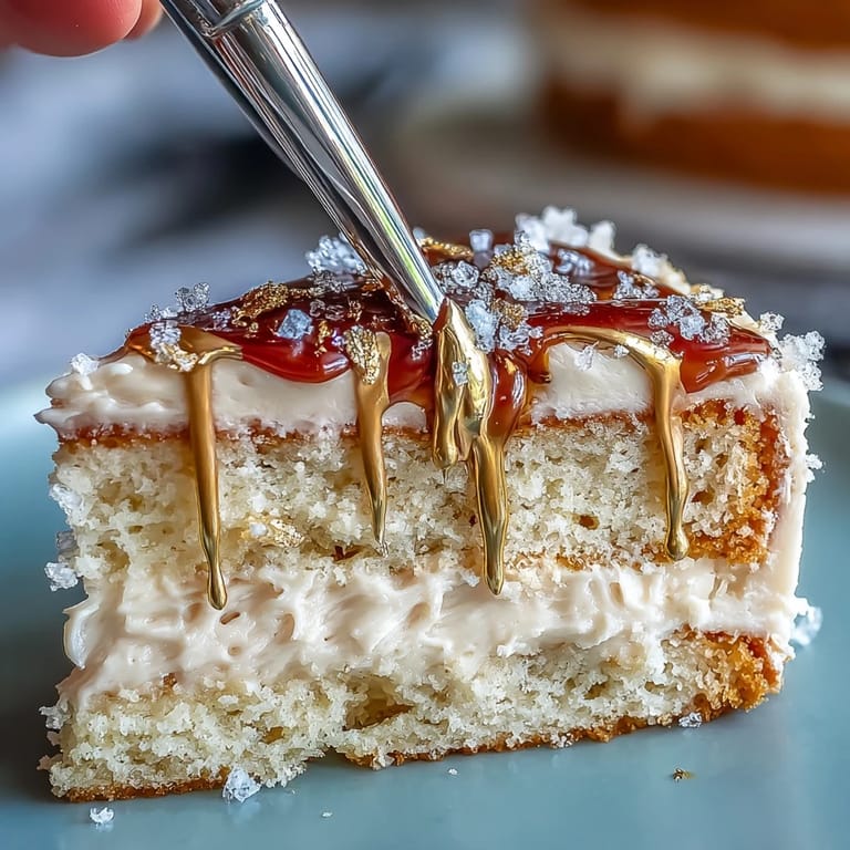 Delicate pink velvet cake with rosé wine, topped with creamy frosting and gold.
